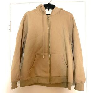 New Trendy Queen Zip Up Hoodie Tan Medium